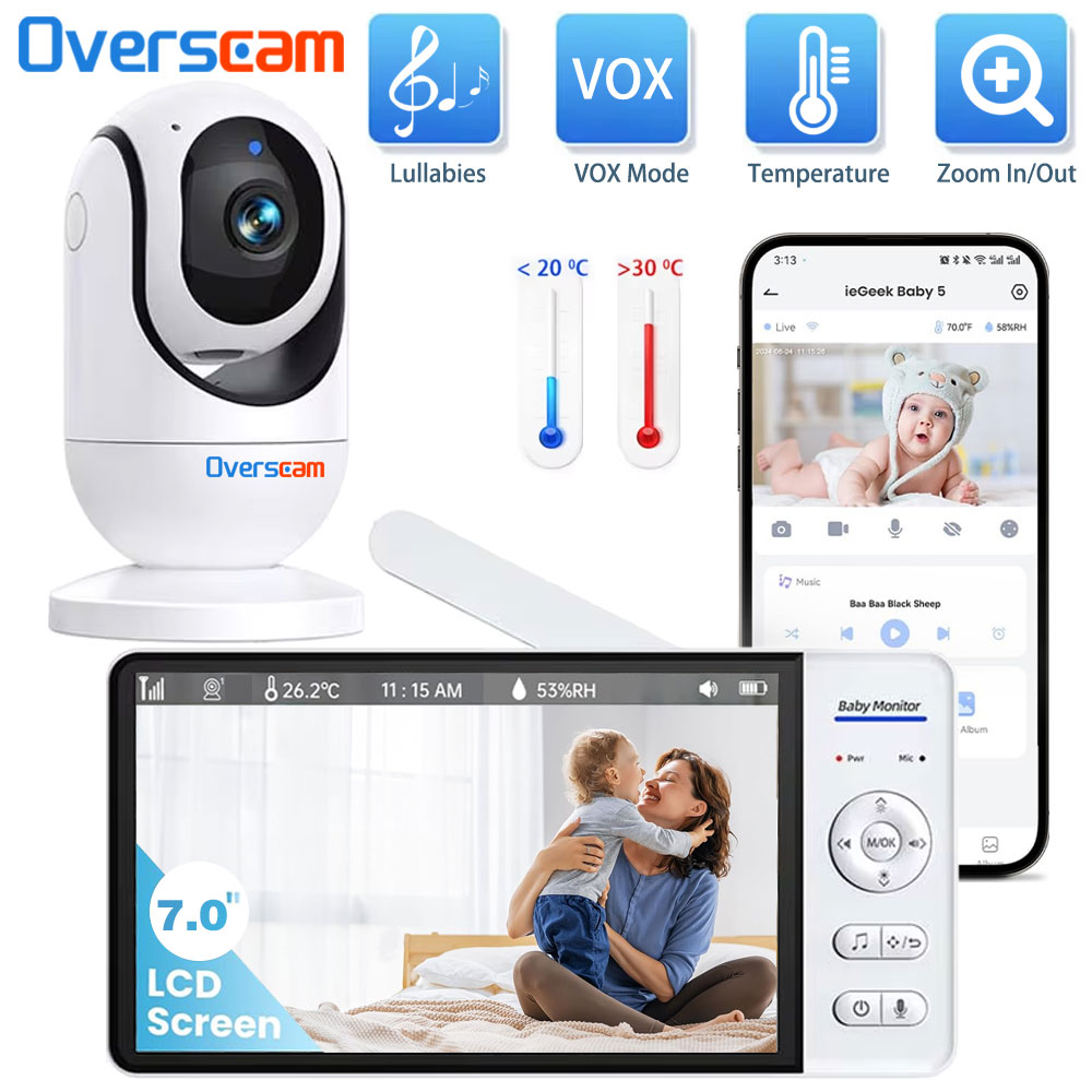 Home Security Cameras Uk - Niania elektroniczna z ekranem 7.0 cala,