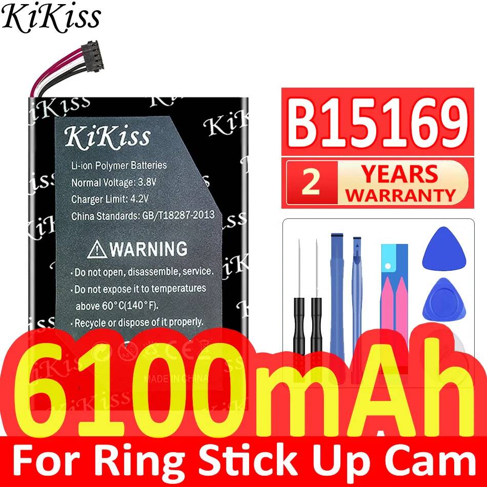 Home Security Ring Camera - Bateria do kamery monitoringu 6100mAh, wytrzymała,