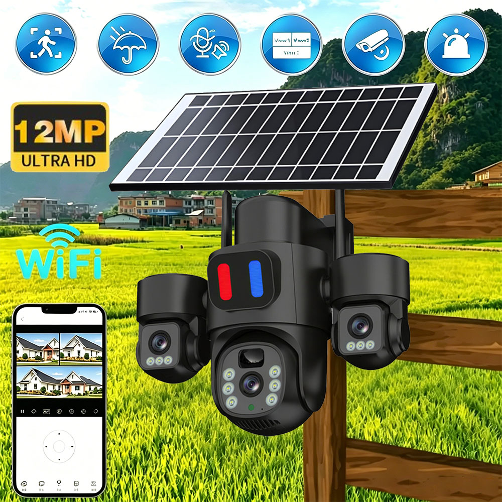 Home Security Video Cameras - Zewnętrzna kamera solarna WiFi PTZ z