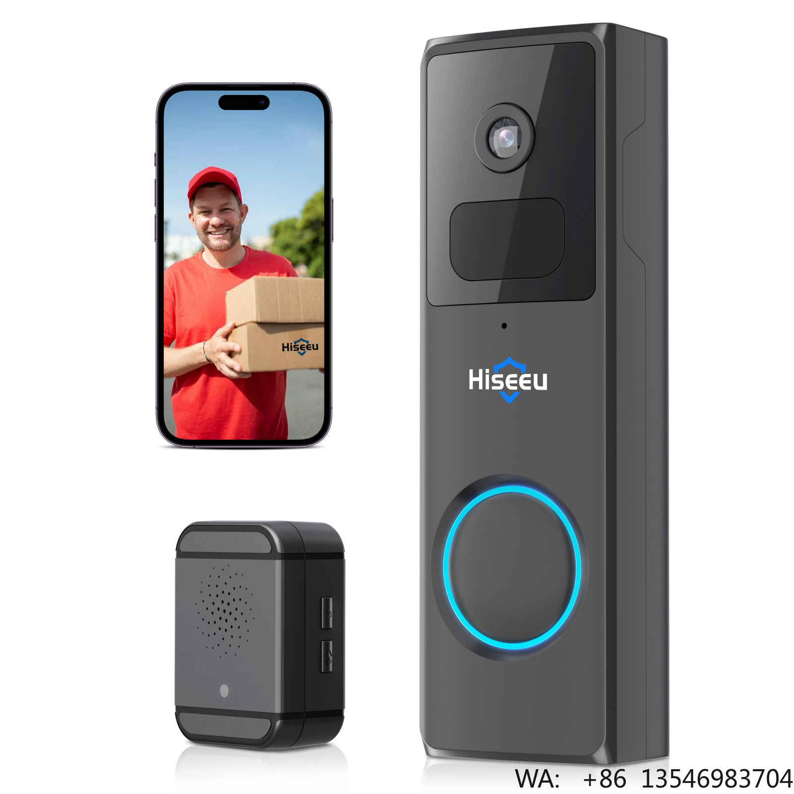 Home Security Ring Camera - Kamera dzwonkowa Hiseeu 1080P do domu,