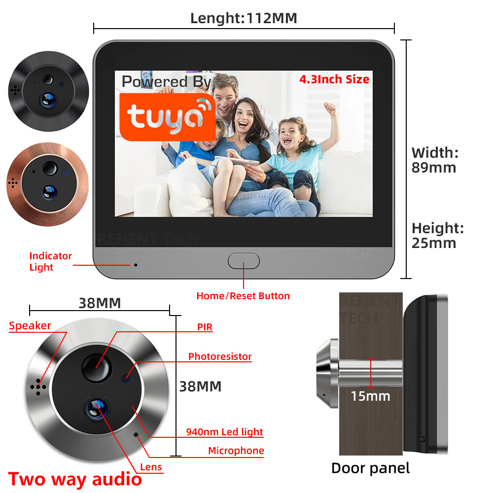 Peephole Camera Viewer - Mini Dwukierunkowy Wideorejestrator 3MP Tuya SmartLife