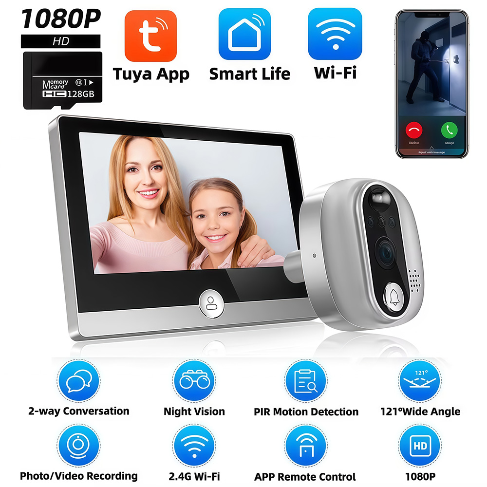 Tuya 1080P WiFi dzwonek do drz – Peephole Camera Viewer recenzja i cena